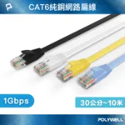 POLYWELL CAT6扁線 30公分~10米 高速網路線 RJ45 福祿克認證 寶利威爾 台灣現貨