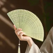 (店+)【生活首選】全竹扇子摺扇小巧便攜摺疊扇子隨身攜帶古風蜻蜓鏤空小竹扇