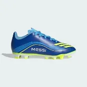 【adidas 愛迪達】F50 Messi Club Fg/mg 大童 足球鞋 藍 螢黃(JP7458)