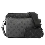 【Louis Vuitton 路易威登】Monogram TRIO 黑灰色三合一郵差包_展示品(M69443)
