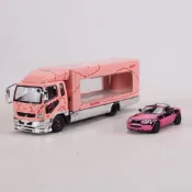 GCD 1:64三菱抬升式運輸卡車托架貨車仿真合金汽車模型附贈MX-5