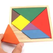 七巧板 拼圖 木製七巧板 益智七巧板 正方形 10X10cm 桌遊 木質玩具 平面拼圖 智力七巧板 玩具 兒童七巧板
