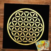 (店+)每日出貨🚚生命之花塔羅布 舒適觸感絨布 生命之花掛布 70x70cm 塔羅桌布 掛毯 靜心空間 靜坐冥想 牆面櫃體裝飾