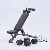 【Tixteel】XT-GRIP MAX快鎖組合式啞鈴 50公斤(2入) +AB R200 可調式重訓椅