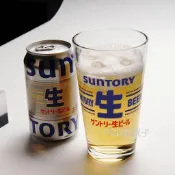三得利SUNTORY生啤酒杯寬口杯厚底耐熱酒吧麥啤商用玻璃杯扎啤杯