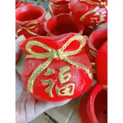(店+)錢袋水泥盆+花泥套組 \一組價/ 有排水孔 水泥盆 新年盆栽 春節裝飾 過年 裝飾品 盆器 櫃檯盆栽 花盆 乾燥花