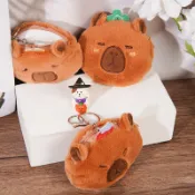 Fanxing批發 卡皮巴拉零錢包可愛毛絨鑰匙扣水豚吊飾玩偶精品抓娃娃機收納小包