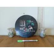 大理石雕/喜/駌鴦/文鎮