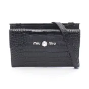 【DOKODEMO】【二手】Miu Miu 鱷魚紋壓花黑色皮革單肩包，女用單肩包