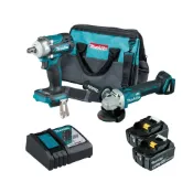 (店+)【MAKITA 牧田】＊中崙五金【附發票】牧田 18V無刷雙機組 DGA404RTX6 (DGA404+DTW300)砂輪機+套筒板手