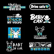 VOLVO SAAB V40 V60 XC40 XC60 XC90 S60 瑞典國旗 車貼 反光貼紙
