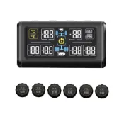 (店+)YUNCHI 大屏幕無線太陽能6輪3.5噸貨車胎壓偵測器 電壓 檢測 最高支援116psi TPMS
