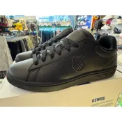 塞爾提克~KSWISS 男鞋 皮質 時尚休閒 男生 運動鞋 黑鞋 全黑 盾牌-04412001-K.SWISS