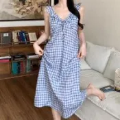 【韓國K.W.】韓國空運輕棉麻奇幻旅行高品質免穿搭洋裝(小香風/輕量涼感/洋裝/休閒/日系/通勤/渡假)