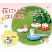 ★刺蝟秘密基地★正版開發票 日本 Decole 貓咪 春天 花朵  銀蓮花 粉蝶花 瑪格麗特 擺飾 陶瓷 筷箸 筷架