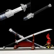 [龍泉劍莊]刀劍高錳鋼鍛打盜墓筆記主角道具長款黑金古刀繡春刀未開刃