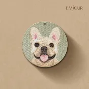 EMJOUR 雙面刺繡吊飾 - 法鬥 (綠) | 寵物 紀念品 禮物 狗 犬 法國鬥牛犬  鑰匙圈  包包配件 裝飾