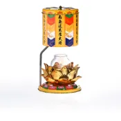 (店+)【台灣聖力達】金色小瓷蓮NA06防風油燈組 附法輪燈座-十二藥釵大將7~12（12款佛號）轉經輪 點燈供佛