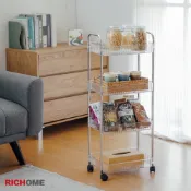 RICHOME 長虹四層置物架(附輪) 置物架 小推車 四層收納架 夾縫收納 壓克力置物架 縫隙推車 SH612
