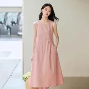 【K.W.】韓國空運一件式天使的誘造型背心洋裝(小香風/輕量涼感/背心/休閒/日系/通勤/渡假)