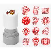 卡通裝飾印章可愛馬年春節元旦活動遊戲手帳積分打卡圓章