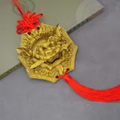 成名在望 八卦鏡 風水鏡 風水擺飾 獅咬劍 全銅獅子頭八卦鏡虎頭牌獸頭掛件睚眥門神擺件獅子咬劍『ZW6099』
