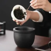 全球選品1館 生活百貨 粗陶高檔建水茶道配件工具家用陶瓷茶杯茶洗茶渣缸廢水缸帶過濾蓋