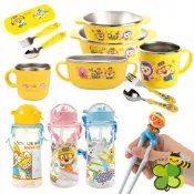 韓國正版 Pororo 小企鵝 水壺 兒童餐具 筷子 湯匙 叉子 杯子 餐具袋 現貨 不含BPA 不鏽鋼 學習筷