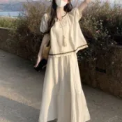 民族風洋裝 波西米亞洋裝 渡假風女裝 沙灘裝 大尺碼洋裝 連衣長裙 夏季短款泡泡袖上衣女獨特民族風氣質連衣裙襯衫夏日穿搭
