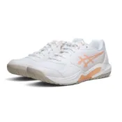 (店+)【asics 亞瑟士】ASICS 網球鞋 GEL-DEDICATE 9 白粉橘 寬楦 抗扭 瞬移 女 1042A315100
