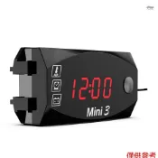 3 合 1 摩托車儀表 LED 數字時鐘溫度計電壓電壓表防水電池監控儀表 6-30V 用於汽車船用摩托車