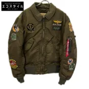 【DOKODEMO】ALPHA Industries MIL-J-23230A CWU-45 卡其色尼龍飛行員臂章 MA-1 飛行夾克 大號 [二手]