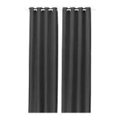 【IKEA 宜家家居】GINSTMOTT 窗簾 2件裝, 深灰色/附穿環, 145x250 公分