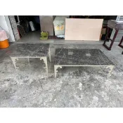 香榭二手家具*不鏽鋼腳 灰網大理石大小茶几組-石面茶几-茶几桌-矮桌-矮几-泡茶桌-客廳桌-沙發桌-餐桌-大茶几-邊桌