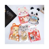 (店+)禎巧妙 台灣現貨 夾鏈袋 熊貓~招福鼠 可愛動物卡通透明袋糖果夾鏈袋可愛糖果自封袋雪花酥牛軋糖太妃糖鈕扣餅餅乾包裝袋 自立袋
