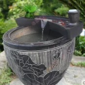 🔱🥝促銷 陶瓷圓形魚缸過濾器循環系統流水器搭配茶臺養魚盆庭院魚池造景配 諾寧百貨
