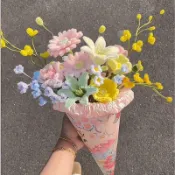 【台灣出貨】DIY花 手工花 扭扭棒馬卡龍花束diy手工材料包自制冰淇淋甜筒花送朋友生日禮物