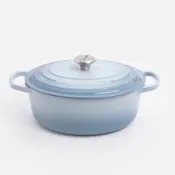 (店+)【HOLA】Le Creuset典藏橢圓鑄鐵鍋25cm-海岸藍