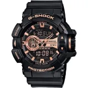 【CASIO 卡西歐】G-SHOCK 金屬系雙顯手錶-玫瑰金x黑 送禮 禮物 推薦(GA-400GB-1A4)