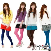 【Amiss】條紋踩腳褲襪(7色) C104-1
