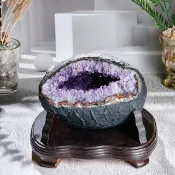 【錢袋子紫水晶洞】聚寶盆 辦公桌案頭擺飾 水晶消磁洞 空間淨化