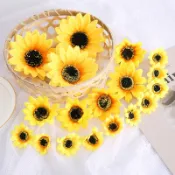 10 件裝向日葵人造花絲假花頭家居裝飾婚禮裝飾 DIY 派對工藝花環花環配件