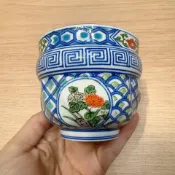 古瓷堂日本回流瓷器 日本回流 平安昭阿彌 青花伊萬里 主人杯 腰線萬貫寓意好 花色絕美 茶具 最後兩只