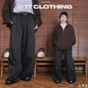 【DTT】UP02 | “Urban Pleated Pants“ 城市打摺細條紋長褲 深黑 直筒褲 長褲 寬褲 長褲男