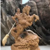 【招財風水館】木雕 關聖帝君  威震天下 武財神 騎馬關公 黃楊木雕  忠義護宅 招財守業 馬到成功 聚寶招財 馬上發財