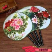 宮女扇子團扇 特價扇子女士 舞蹈 宮廷圓扇子 布扇絹扇中國風絲綢扇 YI9R