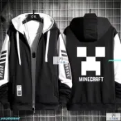 Minecraft我的世界苦力怕MC像素游戲周邊連帽秋衛衣男夾克外套潮 秋冬外套 cos外套 秋冬長袖