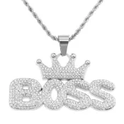 男女金銀皇冠英文字母大BOSS滿鑽長項鍊 rich 大老闆項鍊 潮牌風 網紅嘻哈古巴蝴蝶扣項鍊 ig直播主必備