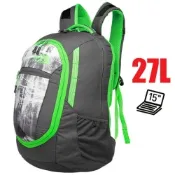 【美國 The North Face】 PIVOTER 輕量抗撕裂多功能後背包27L(日用電腦書包_可容15吋筆電_美國脊椎協會認證)/CHJ8 墨灰印花/氪綠 V