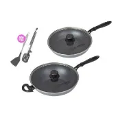 【DIAMOND CHEF】黑金石墨烯不沾鍋雙鍋組-大炒鍋30cm+平底鍋28cm(含蓋/IH爐可用/贈鍋鏟+料理夾)